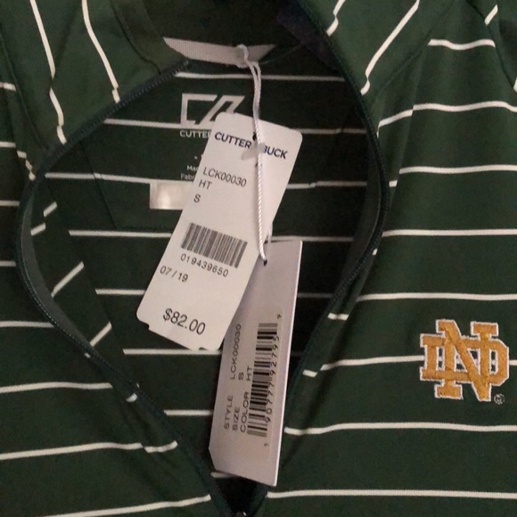 Brand new with tags Notre Dame Cutter and Buck half zip.  Size Small - Picture 2 of 6